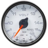 Autometer Spek-Pro Gauge Voltmeter 2 1/16in 16V Stepper Motor W/Peak & Warn Wht/Blk thumbnail 2