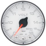 Autometer Spek-Pro Gauge Voltmeter 2 1/16in 16V Stepper Motor W/Peak & Warn Wht/Blk thumbnail 3