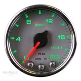 Autometer Spek-Pro Gauge Voltmeter 2 1/16in 16V Stepper Motor W/Peak & Warn Slvr/Chrm thumbnail 1