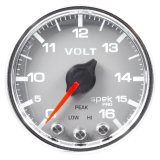 Autometer Spek-Pro Gauge Voltmeter 2 1/16in 16V Stepper Motor W/Peak & Warn Slvr/Chrm thumbnail 7