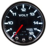 Autometer Spek-Pro Gauge Voltmeter 2 1/16in 16V Stepper Motor W/Peak & Warn Blk/Smoke/Blk thumbnail 2