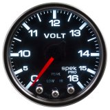 Autometer Spek-Pro Gauge Voltmeter 2 1/16in 16V Stepper Motor W/Peak & Warn Blk/Smoke/Blk thumbnail 7