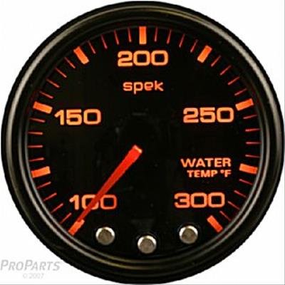 Autometer Spek-Pro Gauge Water Temp 2 1/16in 300f Stepper Motor W/Peak & Warn Blk/Smoke/Blk