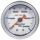 Autometer AutoGage 1.5in Liquid Filled Mechanical 0-2000 PSI Fuel Pressure Gauge - White thumbnail 1
