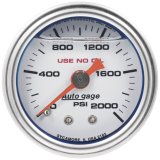 Autometer AutoGage 1.5in Liquid Filled Mechanical 0-2000 PSI Fuel Pressure Gauge - White thumbnail 3