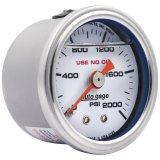Autometer AutoGage 1.5in Liquid Filled Mechanical 0-2000 PSI Fuel Pressure Gauge - White thumbnail 7