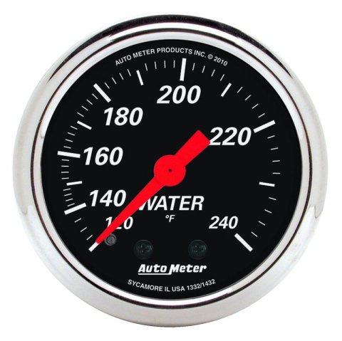 Autometer Designer Black 2 1/16in 120-240 Deg F Mechanical Water Temp Gauge thumbnail 2