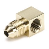 Autometer 1/8 NPTF Female to-4AN Male Pressure Gauge Adaptor 90 Deg (Brass) thumbnail 2