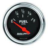 Autometer Traditional Chrome 2-1/16in 0 Ohm - 30 Ohm Full Electrical Fuel Level Gauge thumbnail 3