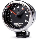 Autometer Traditional Chrome 3-3/4in 8k w/ Red Line Tachometer thumbnail 3