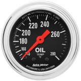 Autometer Traditional Chrome 2-1/16in 140-280 Deg F Mechanical Oil Temp Gauge thumbnail 1