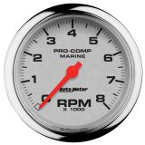 Autometer Marine Chrome Ultra-Lite 3-3/8in 8k RPM Tachometer Gauge thumbnail 5