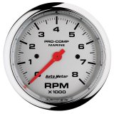 Autometer Marine Chrome Ultra-Lite 3-3/8in 8k RPM Tachometer Gauge thumbnail 6