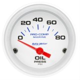 Autometer Marine White 2-1/16in 80PSI Electric Oil Pressure Gauge thumbnail 1