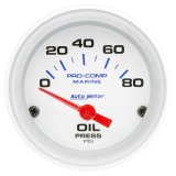 Autometer Marine White 2-1/16in 80PSI Electric Oil Pressure Gauge thumbnail 2