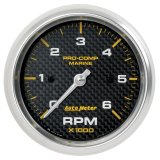 Autometer Marine Carbon Fiber Ultra-Lite Gauge 3-3/8in Tachometer 6K RPM thumbnail 4
