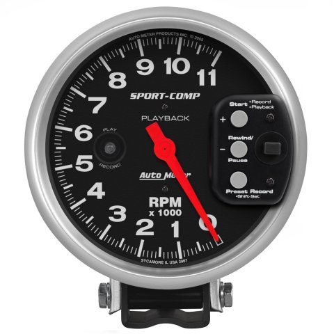 Autometer Sport-Comp Tachometer 5in 11K RPM Pedestal with RPM playback thumbnail 1