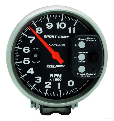 Autometer Sport-Comp Tachometer 5in 11K RPM Pedestal with RPM playback thumbnail 8