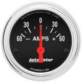 Autometer Traditional Chrome Electrical Ammeter 2 1/6in 60A Gauge thumbnail 1