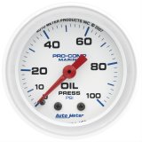 Autometer Marine White 2 1/16in 100 psi Mechanical Oil Pressure Gauge thumbnail 1