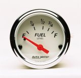 AutoMeter Gauge Fuel Level 2-1/16in. 73 Ohm(e) to 10 Ohm(f) Elec Arctic White thumbnail 1