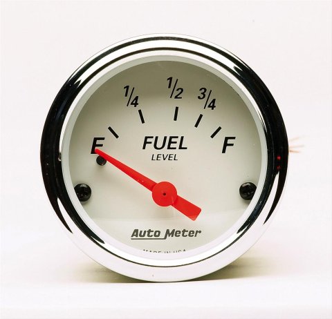 AutoMeter Gauge Fuel Level 2-1/16in. 73 Ohm(e) to 10 Ohm(f) Elec Arctic White