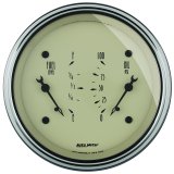 AutoMeter Gauge Dual Fuel & Oilp 3-3/8in. 0 Ohm(e) to 90 Ohm(f)& 100PSI Elec Antique Beige thumbnail 3