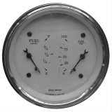 AutoMeter Gauge Dual Fuel & Oilp 3-3/8in. 0 Ohm(e) to 90 Ohm(f)& 100PSI Elec Old Tyme White thumbnail 1