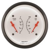 AutoMeter Gauge Dual Fuel & Oilp 3-3/8in. 240 Ohm(e) to 33 Ohm(f) & 100PSI Elec Arctic White thumbnail 2