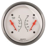 AutoMeter Gauge Dual Fuel & Oilp 3-3/8in. 240 Ohm(e) to 33 Ohm(f) & 100PSI Elec Arctic White thumbnail 3
