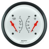 AutoMeter Gauge Dual Fuel & Oilp 3-3/8in. 240 Ohm(e) to 33 Ohm(f) & 100PSI Elec Arctic White thumbnail 4