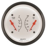 AutoMeter Gauge Dual Fuel & Oilp 3-3/8in. 240 Ohm(e) to 33 Ohm(f) & 100PSI Elec Arctic White thumbnail 5