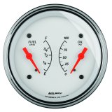 AutoMeter Gauge Dual Fuel & Oilp 3-3/8in. 240 Ohm(e) to 33 Ohm(f) & 100PSI Elec Arctic White thumbnail 7