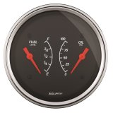 AutoMeter Gauge Dual Fuel & Oilp 3-3/8in. 240 Ohm(e) to 33 Ohm(f) & 100PSI Elec Designer Black thumbnail 2