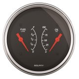 AutoMeter Gauge Dual Fuel & Oilp 3-3/8in. 240 Ohm(e) to 33 Ohm(f) & 100PSI Elec Designer Black thumbnail 3