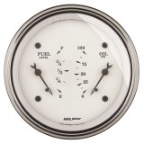 AutoMeter Gauge Dual Fuel & Oilp 3-3/8in. 240 Ohm(e) to 33 Ohm(f) & 100PSI Elec Old Tyme Wht thumbnail 2