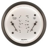 AutoMeter Gauge Dual Fuel & Oilp 3-3/8in. 240 Ohm(e) to 33 Ohm(f) & 100PSI Elec Old Tyme Wht thumbnail 3