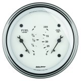 AutoMeter Gauge Dual Fuel & Oilp 3-3/8in. 240 Ohm(e) to 33 Ohm(f) & 100PSI Elec Old Tyme Wht thumbnail 4