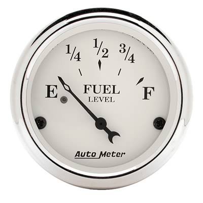 AutoMeter Gauge Fuel Level 2-1/16in. 240 Ohm(e) to 33 Ohm(f) Elec Old Tyme White