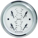 AutoMeter Gauge Quad 3-3/8in. 0 Ohm(e) to 90 Ohm(f)Elec Old Tyme White thumbnail 1