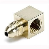 AutoMeter Fitting Adapter 90 Deg. 1/8in. NPT Female To -3AN Male Brass thumbnail 1