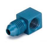 AutoMeter Fitting Adapter 90 Deg. 1/8in. NPT Female To -4AN Male Aluminum Blue Anodized thumbnail 1