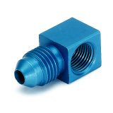 AutoMeter Fitting Adapter 90 Deg. 1/8in. NPT Female To -4AN Male Aluminum Blue Anodized thumbnail 3