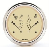 AutoMeter Gauge Dual Wtmp & Volt 3-3/8in. 250 Deg. F & 18V Elec Antique Beige thumbnail 1