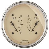 AutoMeter Gauge Dual Wtmp & Volt 3-3/8in. 250 Deg. F & 18V Elec Antique Beige thumbnail 3