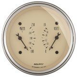 AutoMeter Gauge Dual Wtmp & Volt 3-3/8in. 250 Deg. F & 18V Elec Antique Beige thumbnail 4