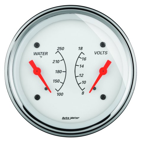 AutoMeter Gauge Dual Wtmp & Volt 3-3/8in. 250 Deg. F & 18V Elec Arctic White thumbnail 4