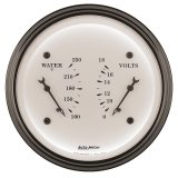 AutoMeter Gauge Dual Wtmp & Volt 3-3/8in. 250 Deg. F & 18V Elec Old Tyme White thumbnail 3