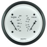 AutoMeter Gauge Dual Wtmp & Volt 3-3/8in. 250 Deg. F & 18V Elec Old Tyme White thumbnail 6