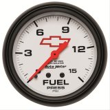 AutoMeter Gauge Fuel Press 2-5/8in. 15PSI Mech W/Isolator Chevy Red Bowtie White thumbnail 1